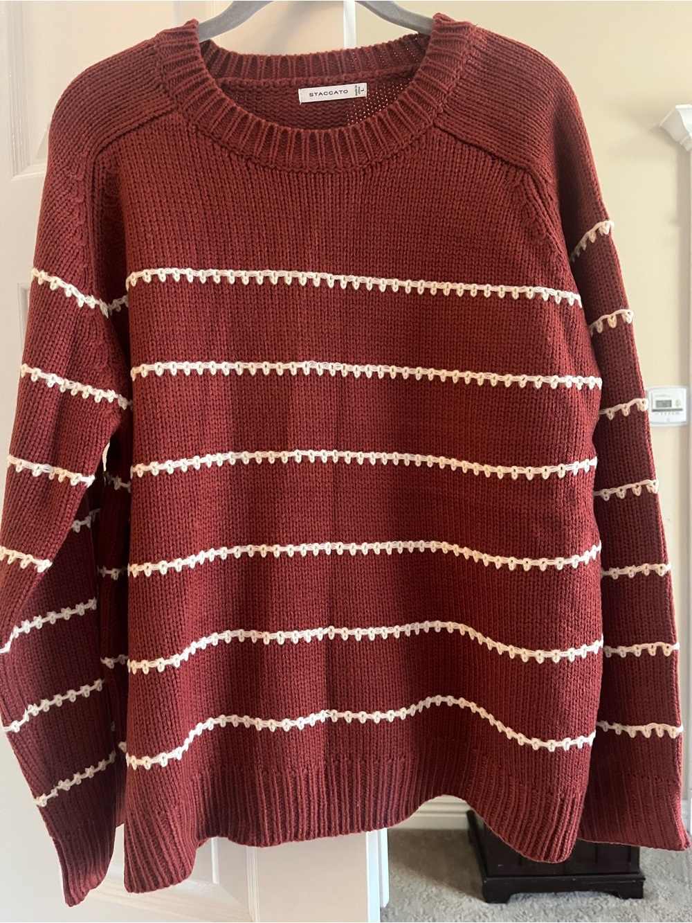 Staccato Brick Red Ribbed Knit Sweater
